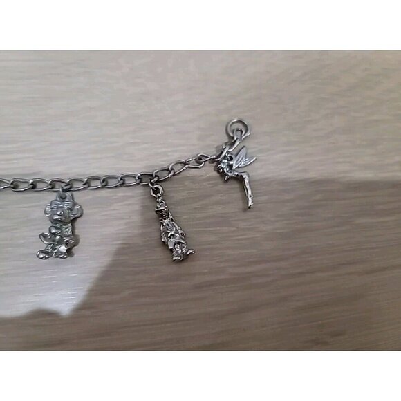 Charm Bracelet Vtg Walt Disney Characters 1990’s Silver Tone Dumbo Tink Mickey - Picture 8 of 8